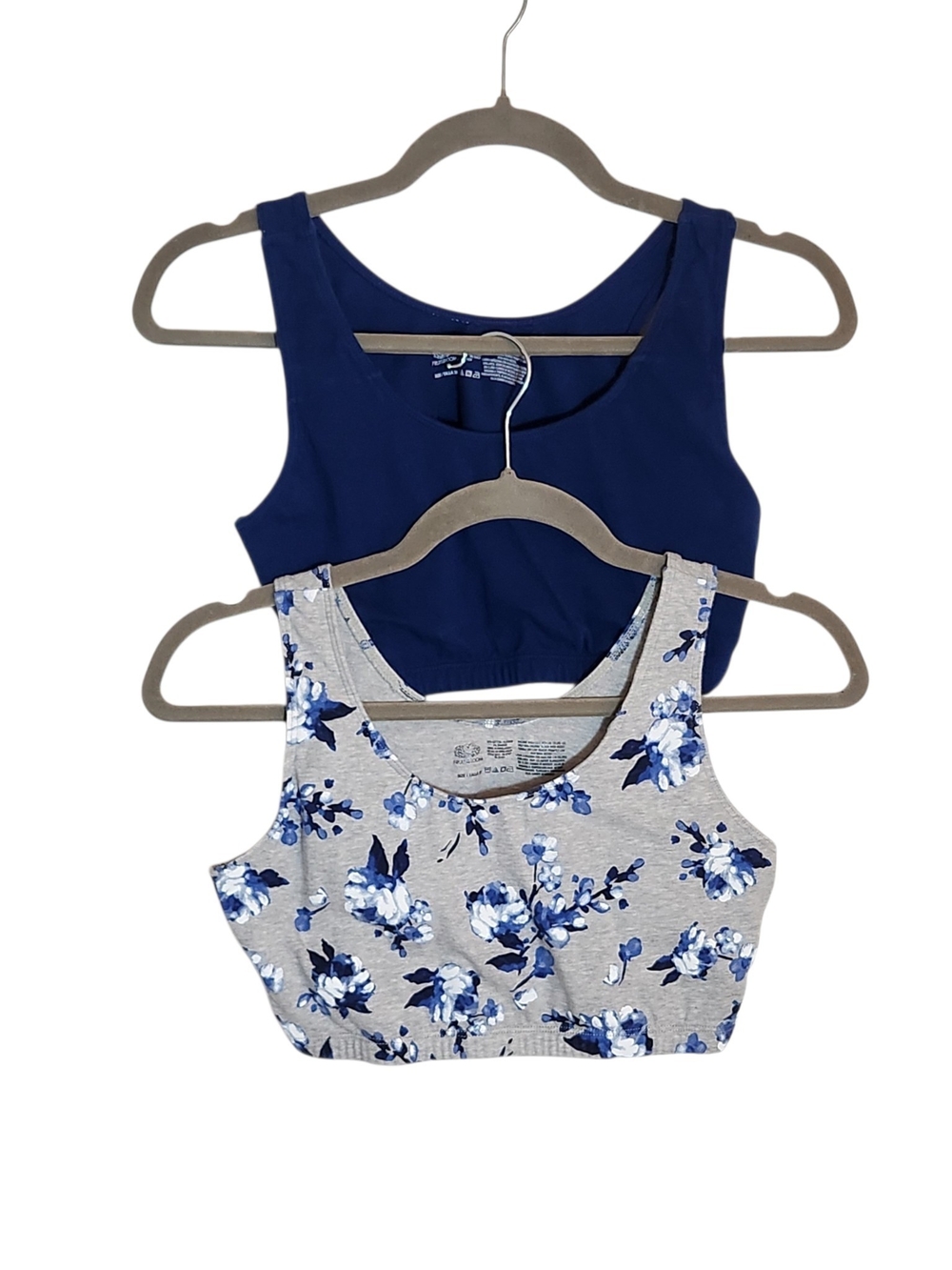 Fruit of the Loom Bundle of Two Sports Bras Navy Gray Floral Size 38